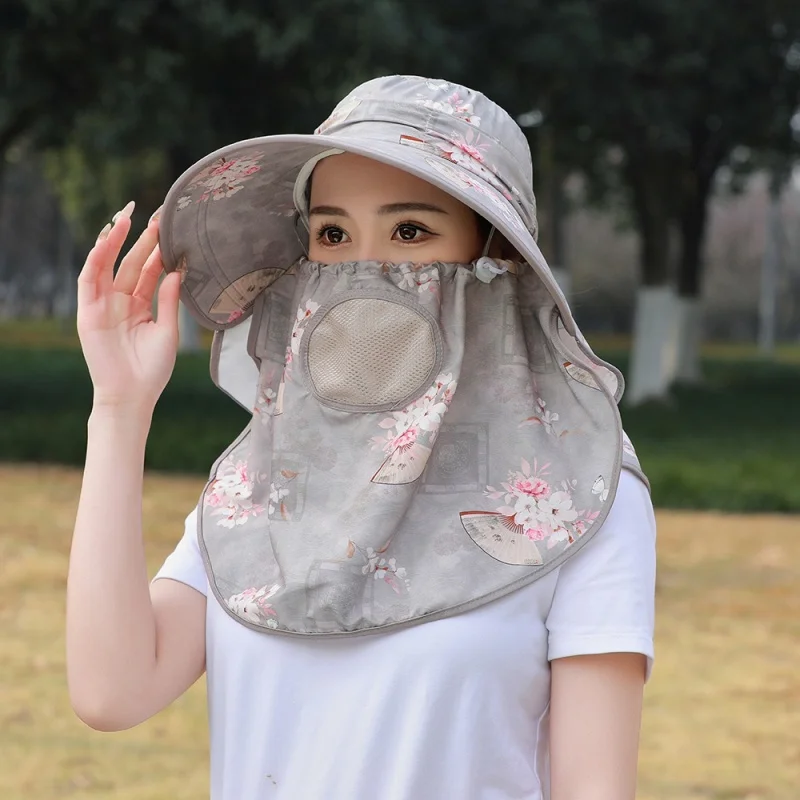 الصيف حماية من الشمس قبعة الشمس في الهواء الطلق واقي الوجه الشاي قطف قبعة العمل الزراعي في الهواء الطلق الأشعة فوق البنفسجية حماية قبعة الإناث صياد Ha