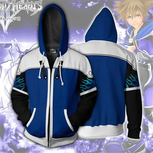 Imagen 2 del producto Sudadera con capucha con cremallera 3D Anime Kingdom Hearts Cosplay sudadera con capucha para hombre chaqueta ropa
