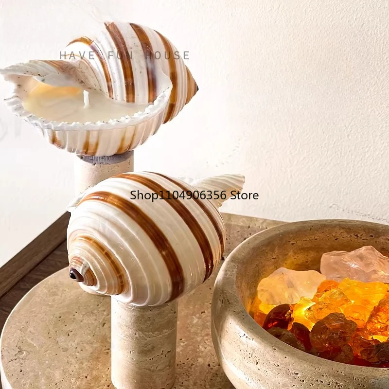 for Conch aromatherapy marble pillar modern model room living room bedroom desktop ornaments travertine tray ore