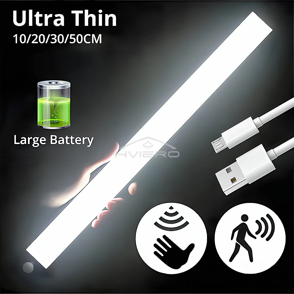 Rechargeable Motion Sensor LED Bar Light Induction Night Light Portable Cordless Magnetic Cabinet Lamp for Kitchen Bedside Room
