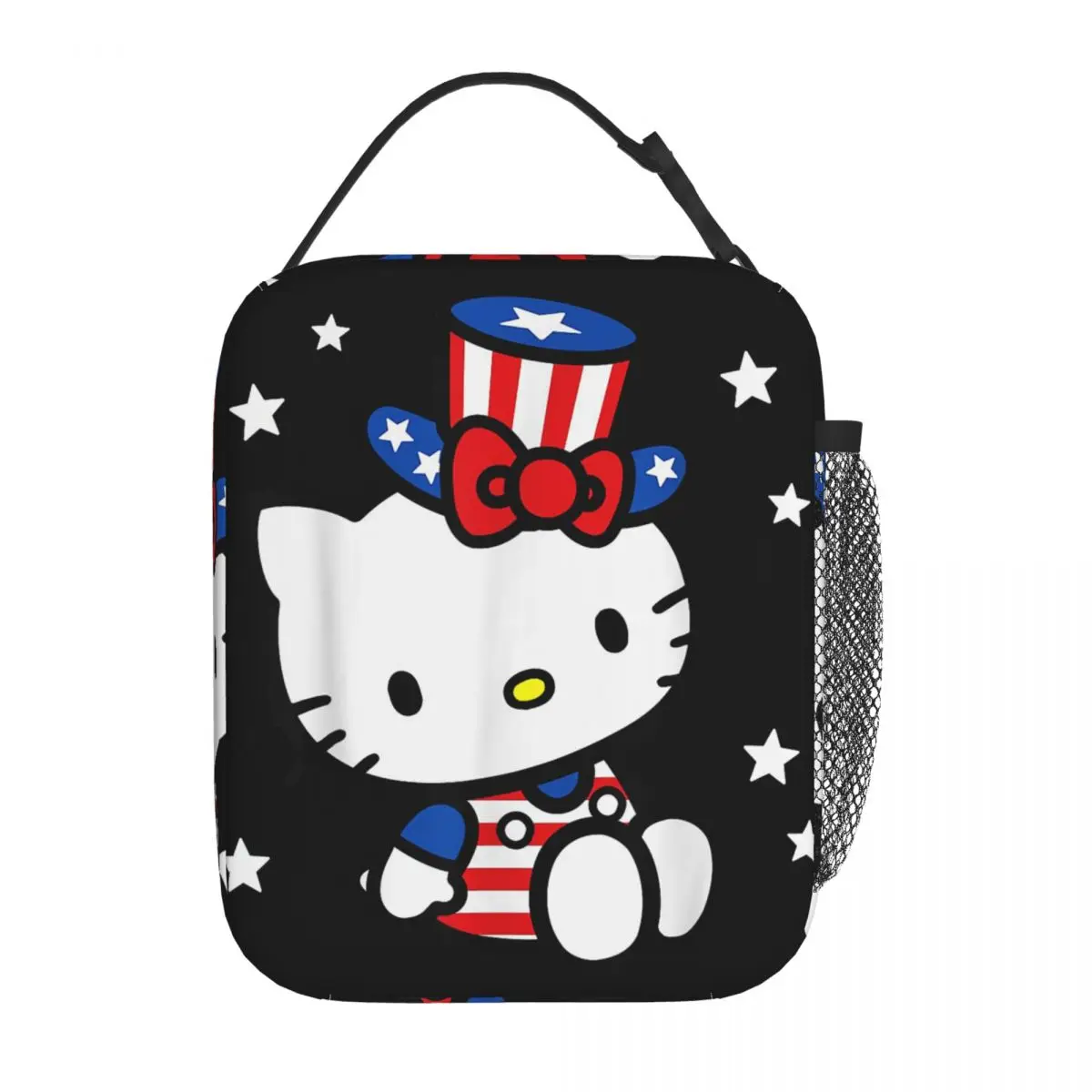 

Hello Kitty American 4th Of July Insulated Lunch Bag High Capacity Meal Container Cooler Bag Tote Lunch Box Food Bag
