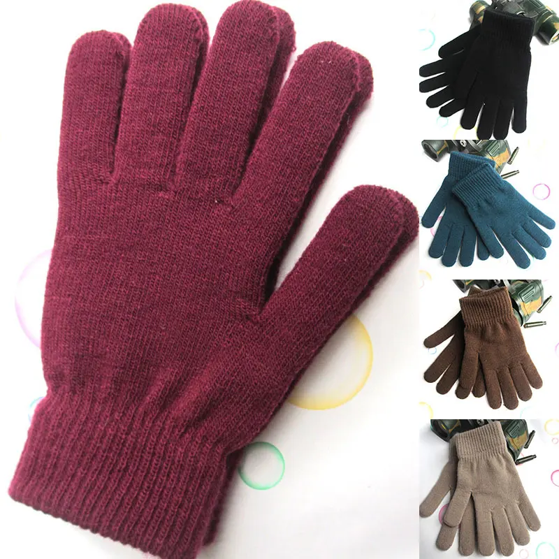 Finger Gloves Winter Autumn Warm Thick Men Women Gloves Unisex Knitted Full Solid Fashion Thicken Mittens Sport Outdoor Gloves