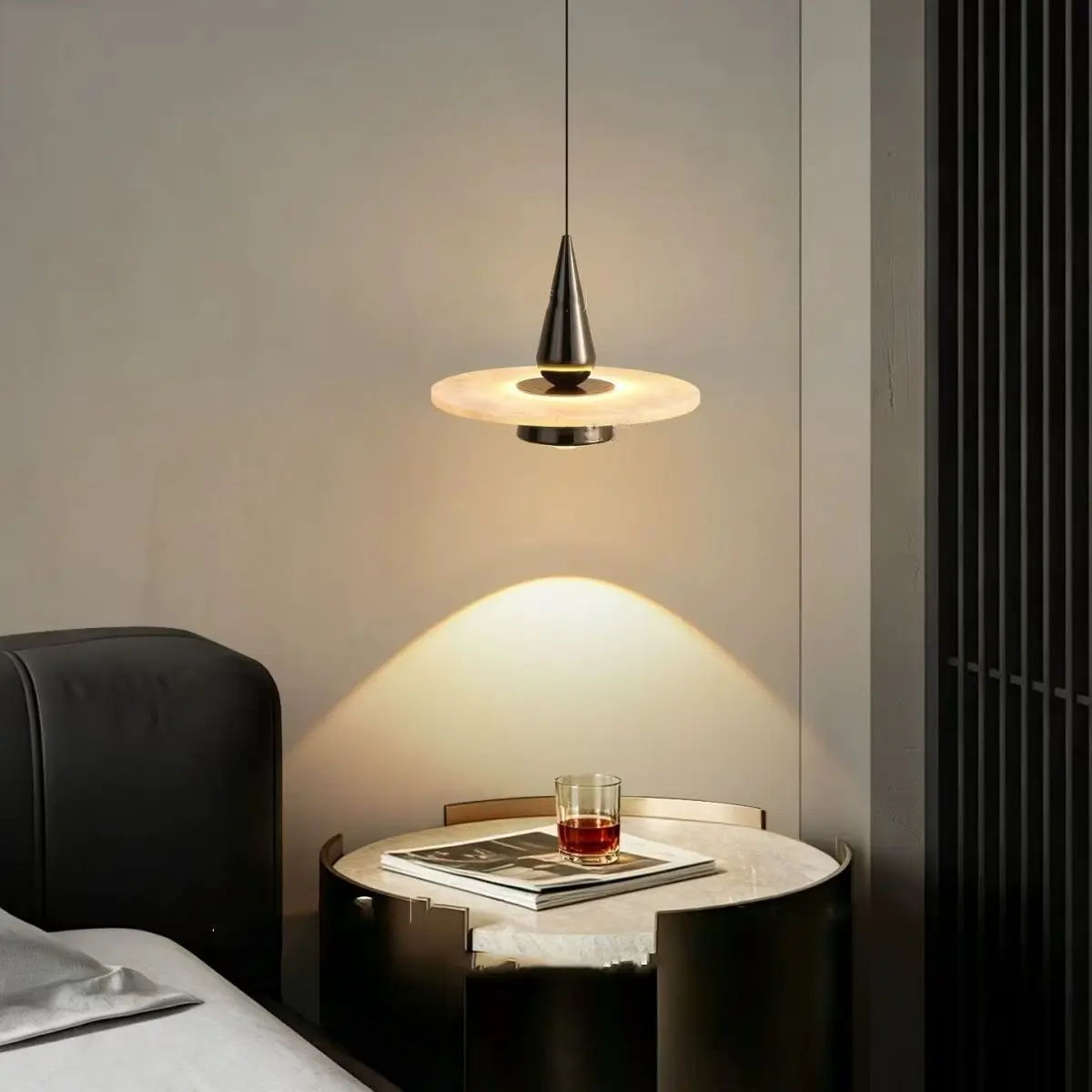 Onyx Adjustable Bedside Pendant Light Minimalist High End Motion Sensor Master Bedroom Entryway Hanging Home Lamp Changeable