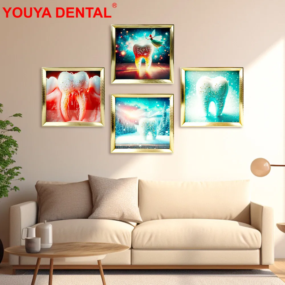 Dentistry Wall Painting Decor With Frame Dental Wall Art Dentist Posters Teeth Pictures Wall Decor For Office Clinic Decoration