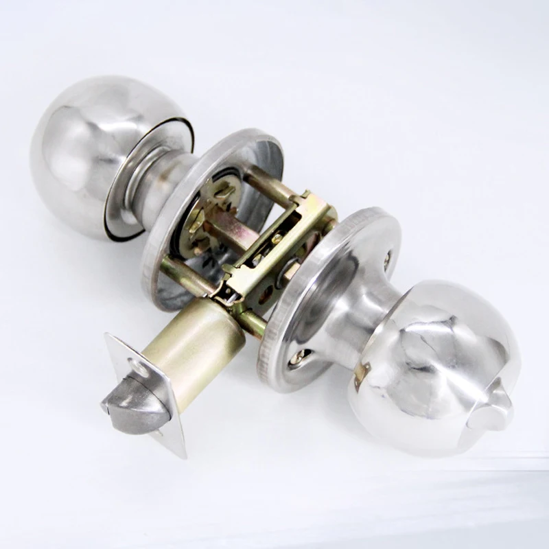 Metal RotationStainless Steel Round Keyless Bathroom Door Handle With Lock And Keys Knobs Room Accessories For Bedrooms Knobset