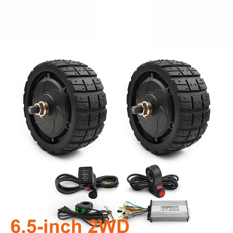 

76mm 350W 24/36/48V Dual Drive Kit 6.5" Off-Road Solid Tires Hub Motor w/ Cruise EBS & Reverse Switch 2 Wheels + Controller Set