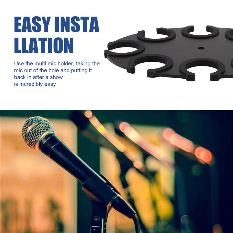 B24B Microphone Holder, Multi Mic Holder For Wired And Wireless Mics, Multiple Microphone Organizer And Display For Mic Stand