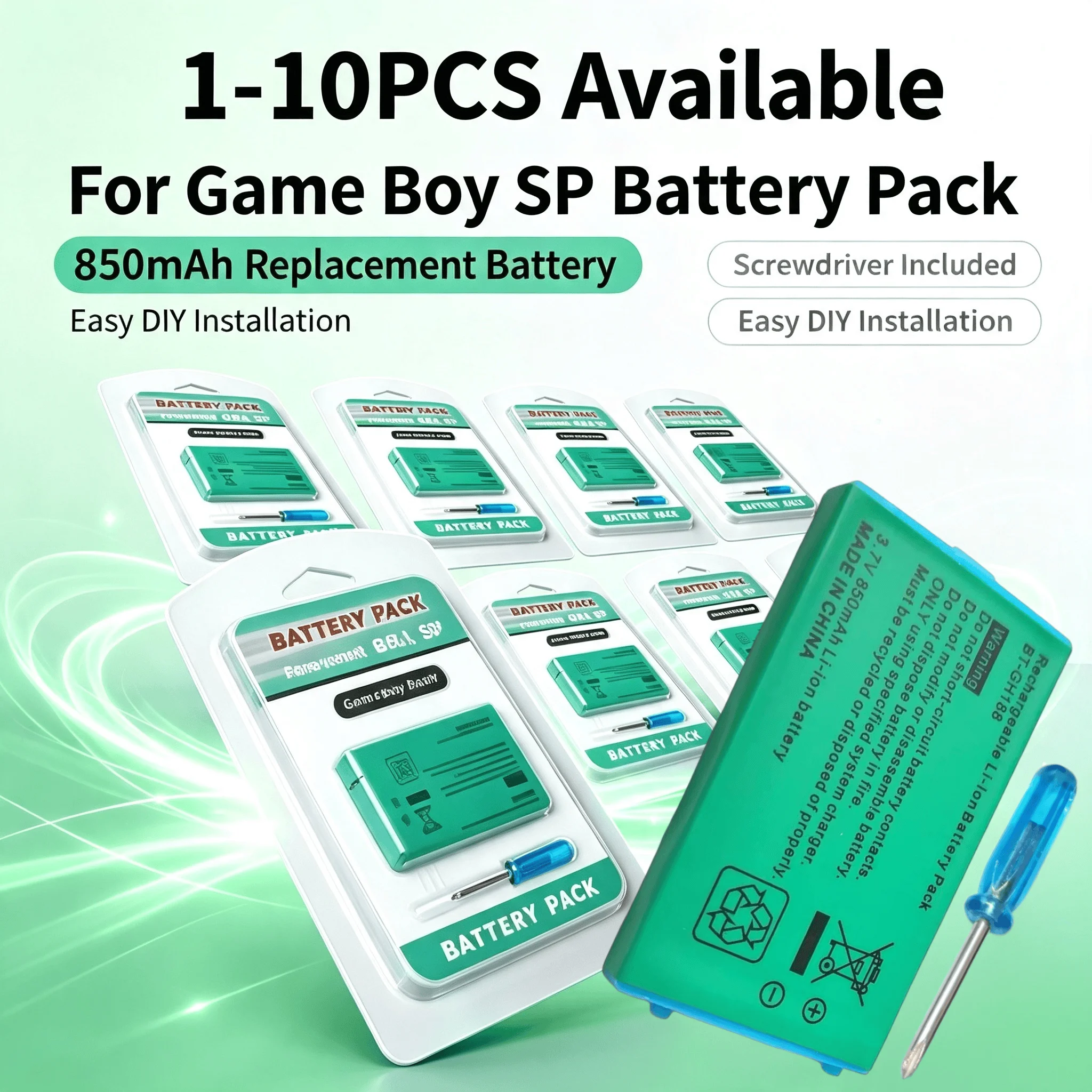 3,7V wiederaufladbarer 850mAh Lithium-Akku für GBA SP Game Boy Advance GBA SP Ersatz-Lithium-Ionen-Akku