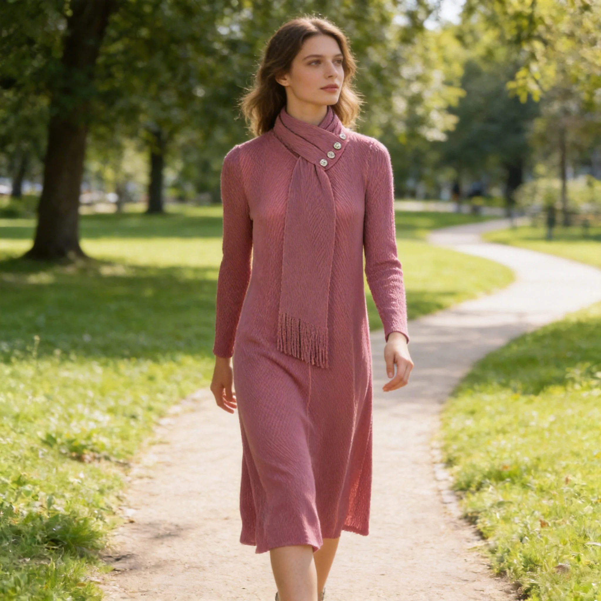 

Miyake Pleated Dress Women's 2026 New High-end Scarf Collar Loose Large Size Temperament Gentle Style Fashion Mid-length Skirt