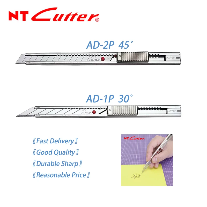 Genuine Japan, NT BD-100/BA-100 small blade 9mm, multi-dimensional angle of 30/45/58 degrees, BL-150P large blade 18mm, multifunctional blade for laminating, engraving and paper cutting.