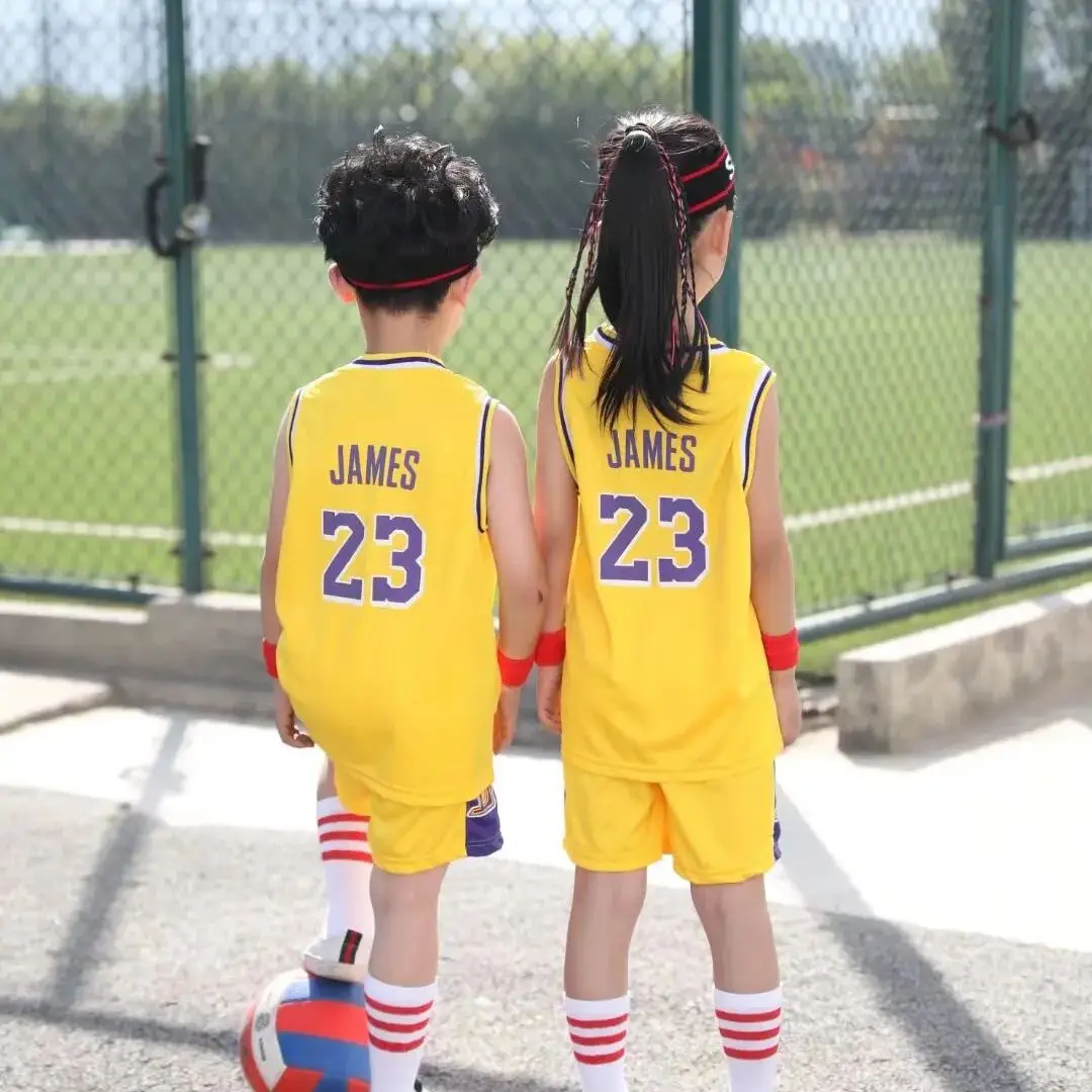 NEW 24 25 Children's clothing suit boy girl Fans Basketball Jerseys 23  Fake two-piece uniform kit training Shirts and shorts