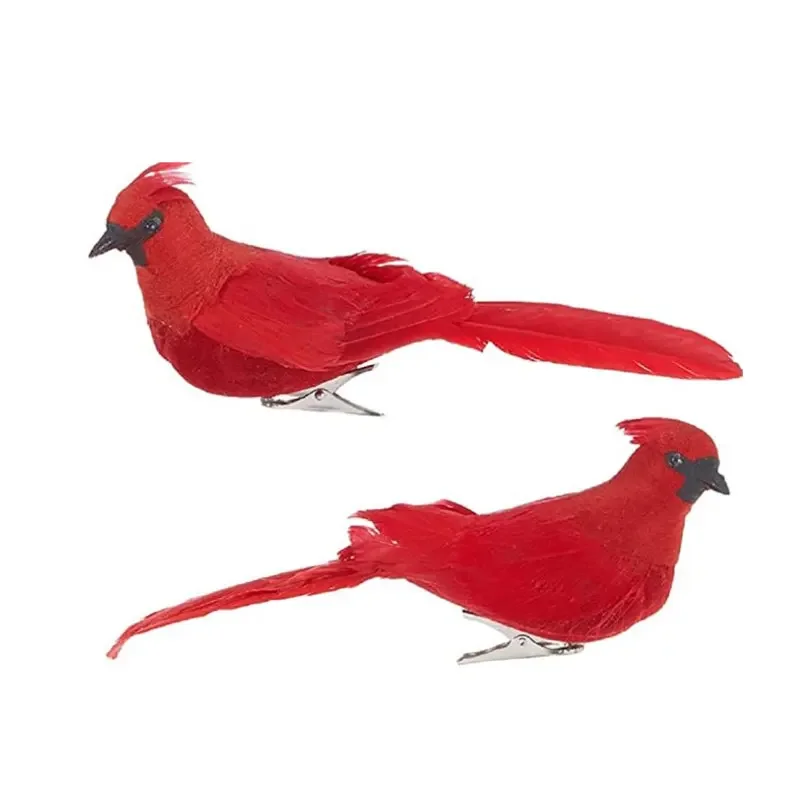 

6pcs Artificial Red Cardinal Birds Clip Christmas Tree Decoration Ornaments Foam Bird Adornment Christmas Festival Party Decor