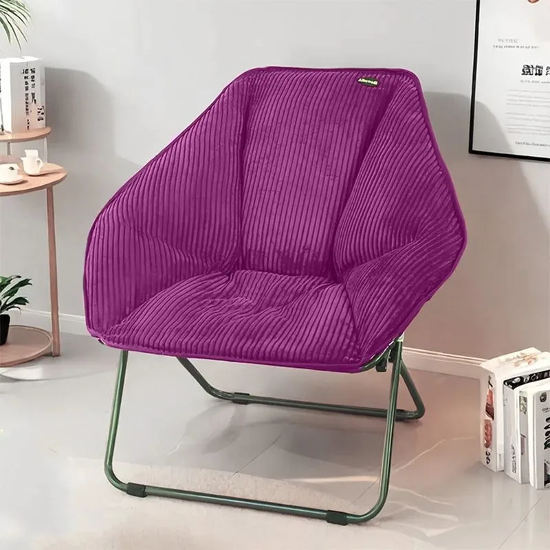 #q forModern Corduroy Folding Accent Chair, Metal Frame Leisure Chair, Stylish Foldable Chair for Living Room Balcony Furniture*