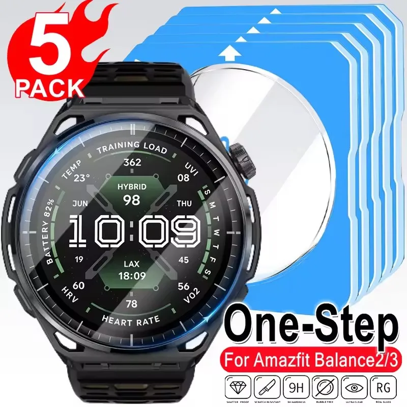 1-5pcs Tempered Glass for Amazfit Balance 2 3 Easy To Install Ultra HD Screen Protectors Explosion-Proof Film Anti-scratch Films