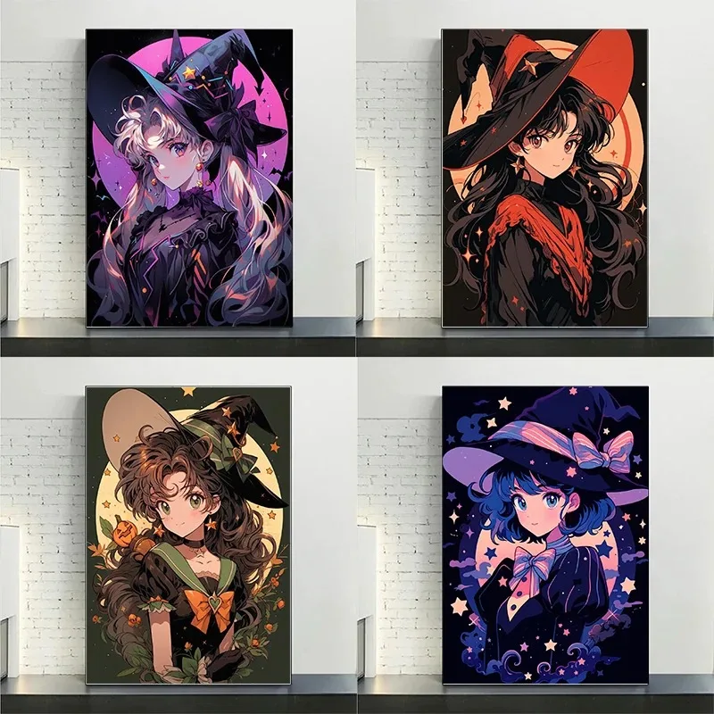 Halloween Sailor Jupiter Senshi Witch Costume Anime Poster Print Canvas Painting Wall Art Pictures Spooky Living Room Decor