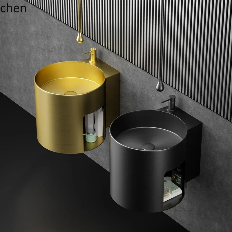 DSAstainless steel wall-mounted basin integrated wall-mounted wash basin with rack hotel art basin