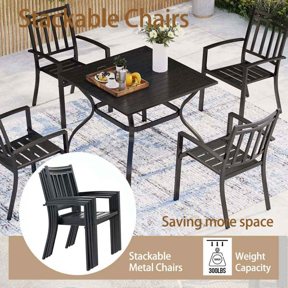 5 Piece Outdoor Patio Dining Set,2 Stackable Chairs and 37