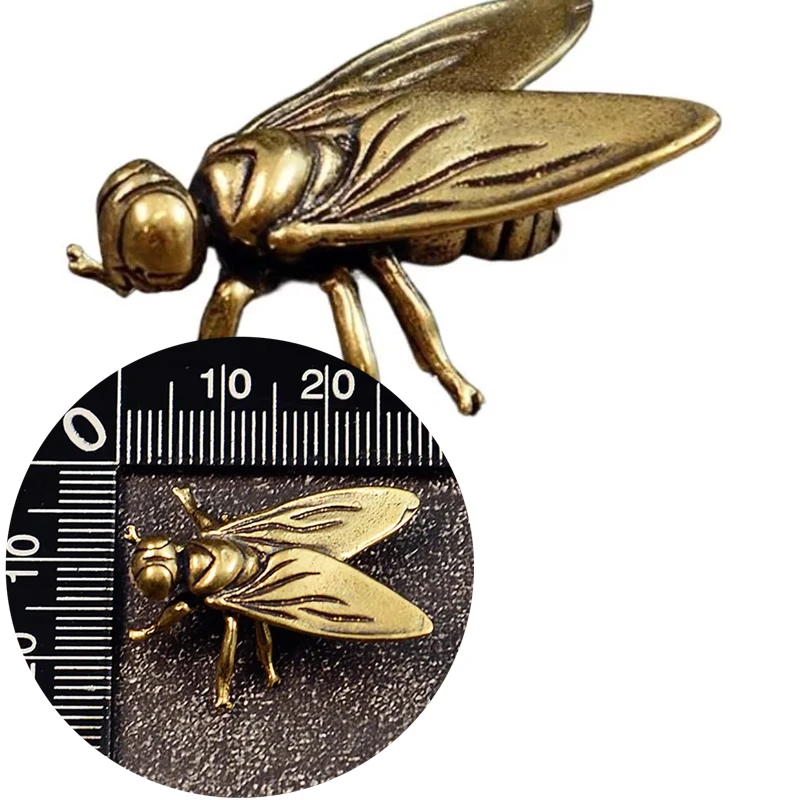 1 Piece Mini Brass Fly Insect Ornament Metal Insects Animal Figurine for Home Office Desktop Decor Vintage Craft Statue