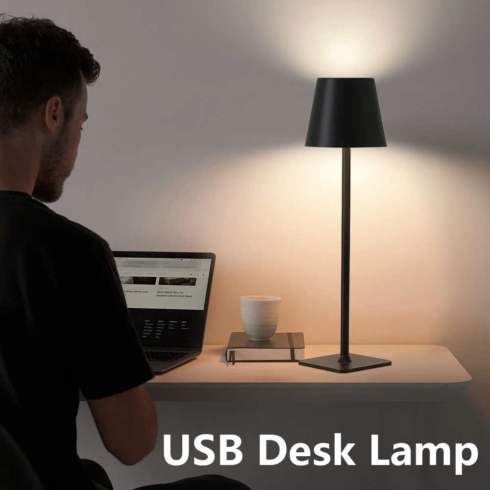 

Минималистичная Настольная Лампа с Сенсорным USB Управлением, Регулируемая, Защита для Глаз, Беспроводная, Подарок на Новый Годбы