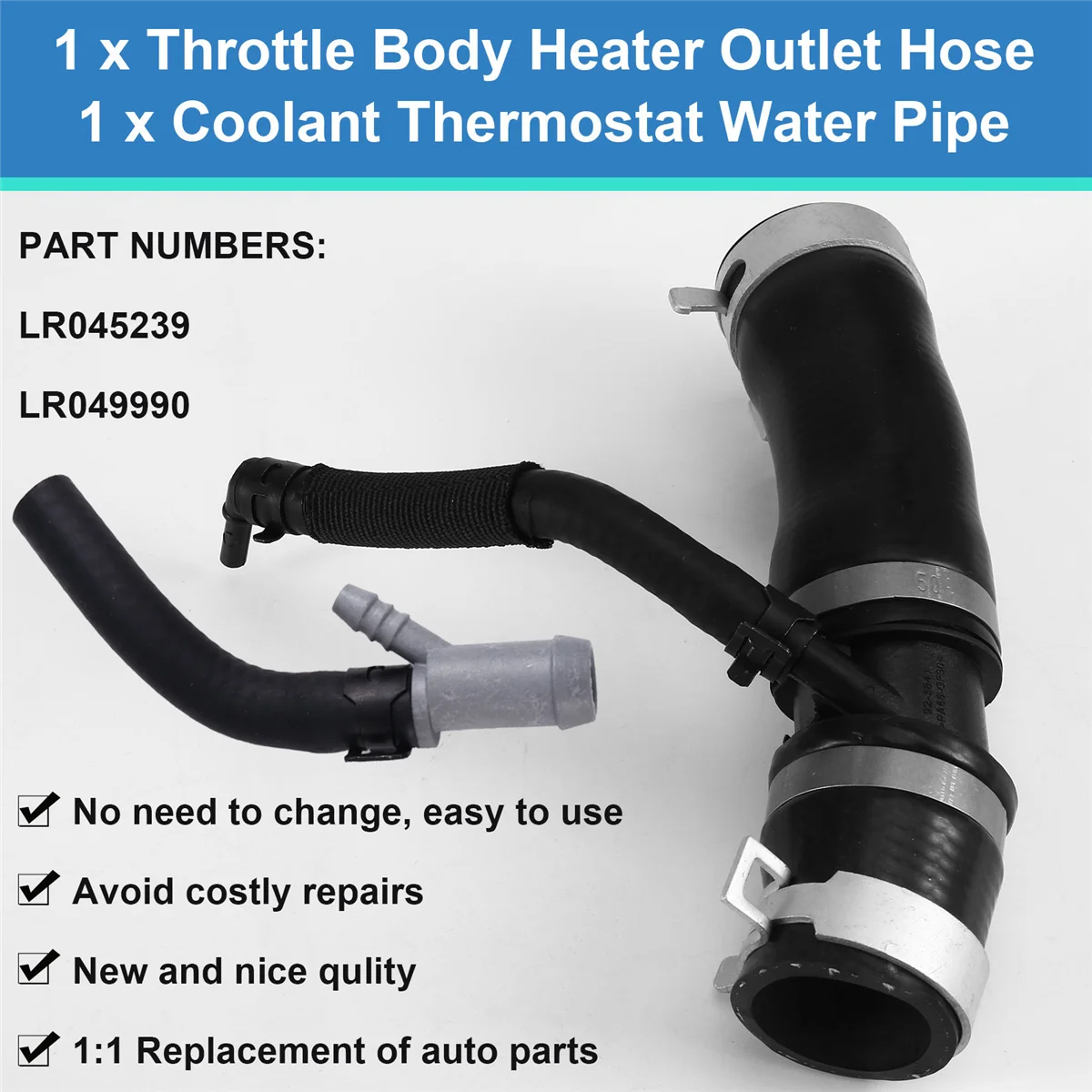 Throttle Body Heater Outlet Hose LR045239 Coolant Thermostat Water Pipe LR049990 for Land Rover Range Rover