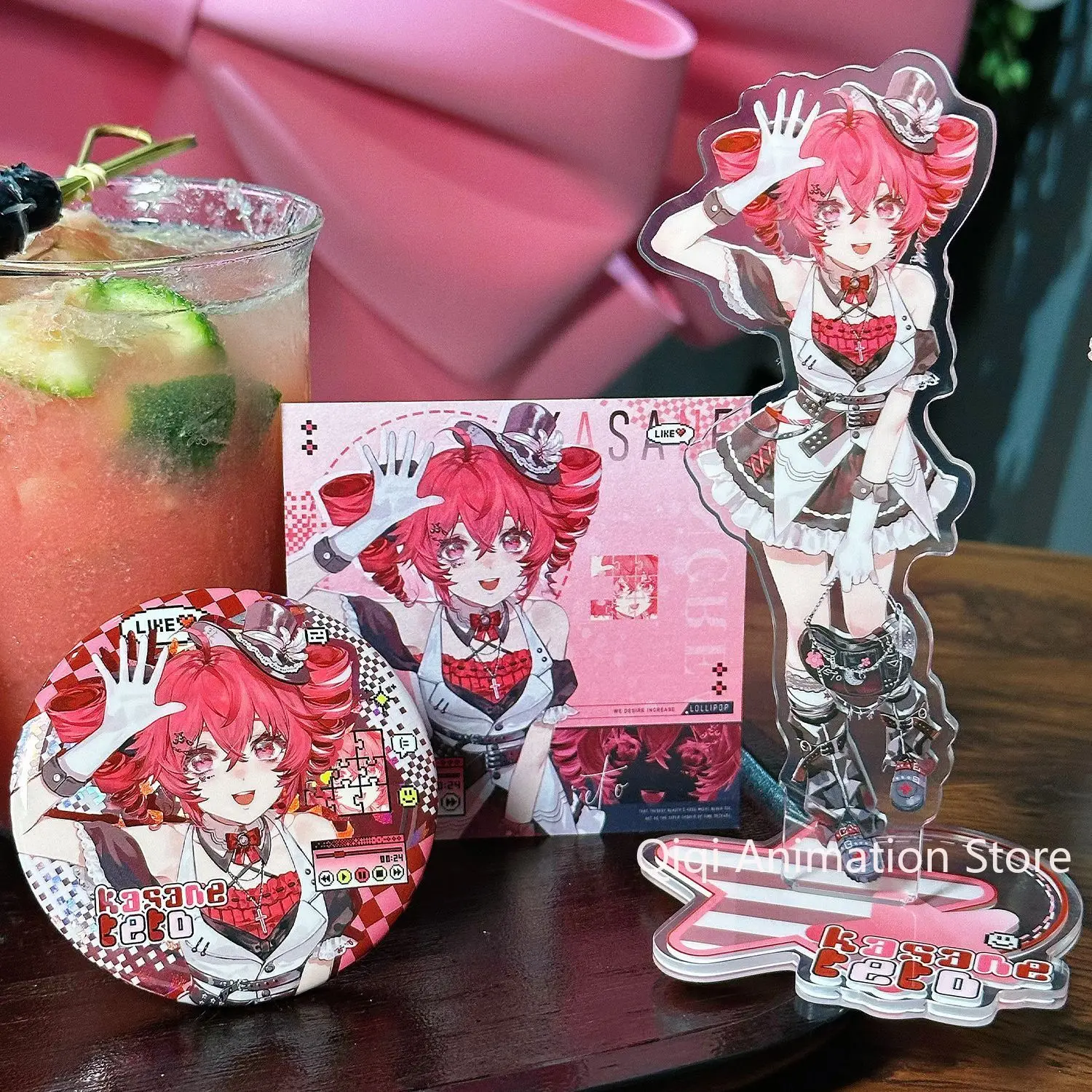 

Anime Figures Badge Brooch Square Card Acrylic Stands Character ‌Kasane Teto Model Plate Holder Desktop ornament Birthday Props