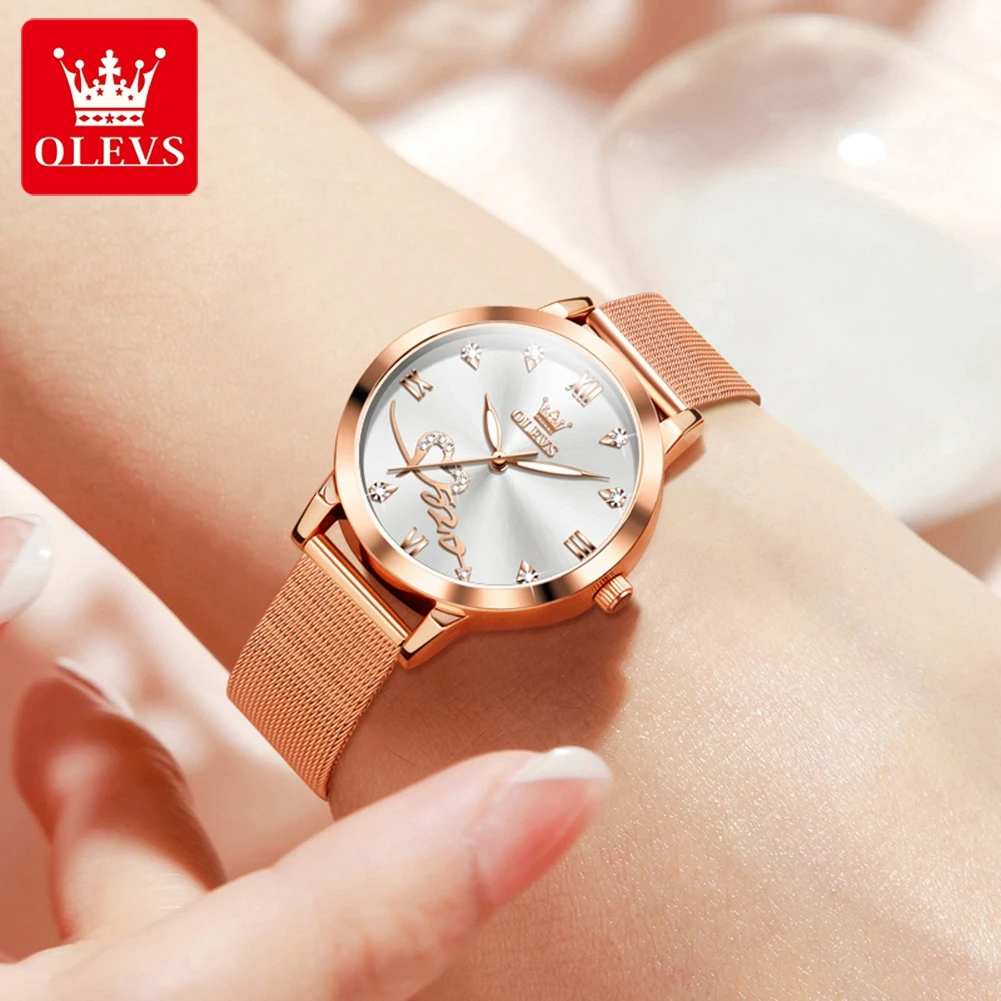 OLEVS New Ladies Quartz Watch Elegant Original Waterproof Stainless steel Luminous Top Brand Ladies Wristwatch Women's Watches