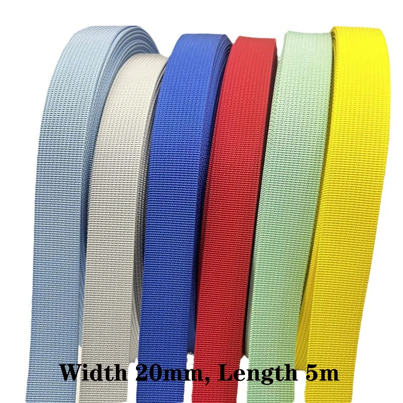 Colorful 20MM Nylon Webbing Tape 5M Knapsack Strapping Pet Collar Safety Belt Ribbon Band for Clothing Sewing Accessories