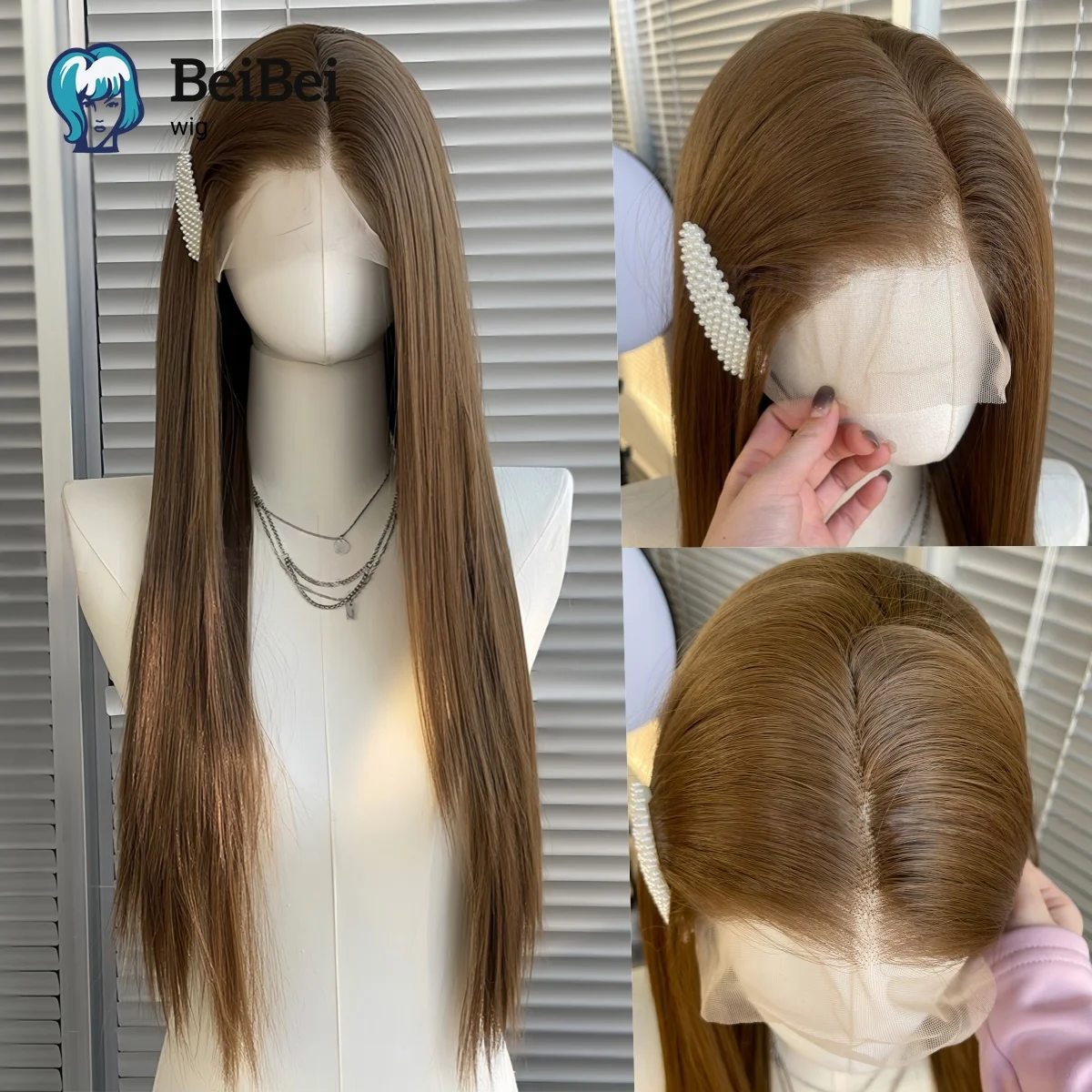 

13*4 Brown Lace Front Wigs Long Straight for Women with High Quality Heat Resistant Synthetic Wigs for Daily Use Cosplay 26 Inch