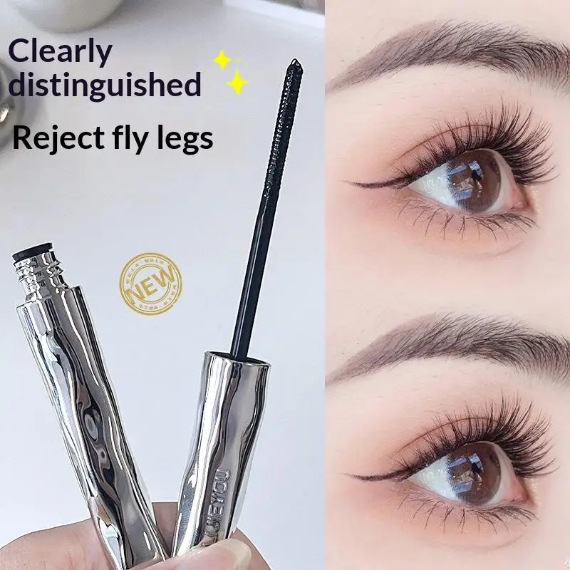 1Pc Silver Tube Mascara Natural Curled Mascara Lengthens Eyelashes No Smudging Waterproof Sweatproof Tubing Mascara Long Lasting