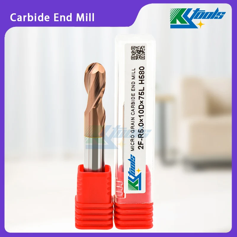 Ball Nose Carbide End Mill 2 Flute Tungsten Carbide Cutter CNC Bit Diameter R0.5-R10mm CNC Coating Metal Face Square Bit HRC58