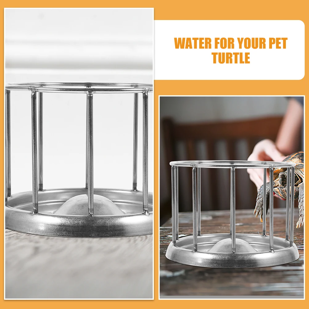 Миска для кормления рептилий из нержавеющей стали, прочная миска для корма для домашних животных для черепахи, террариума, большая круглая дизайнерская миска для корма для рептилий