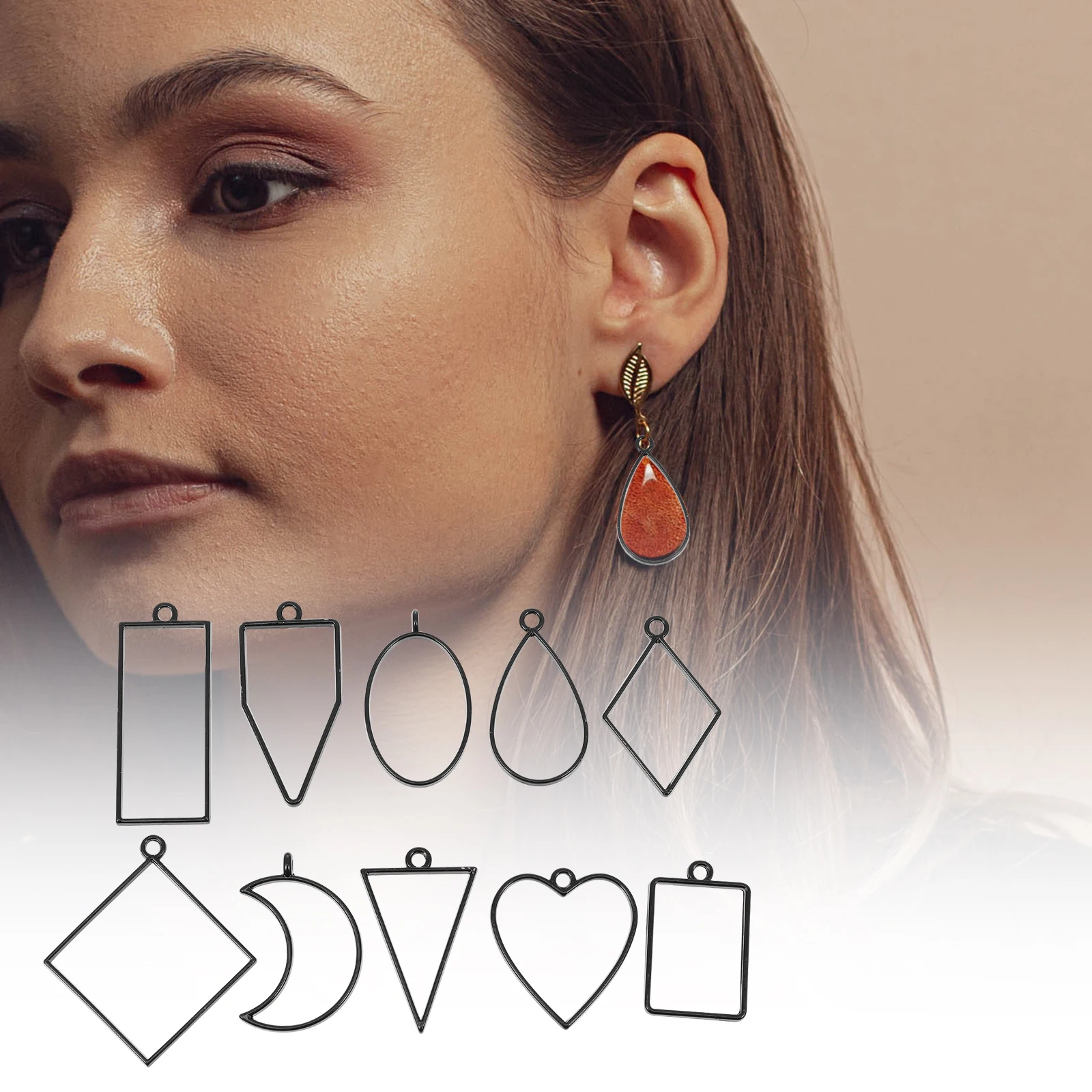 

10 Pcs Metal Frame Earrings Crafting Supplies Trendy Alloy Geometric Pendant Mold DIY Pendants Keychain Hanging Jewelry