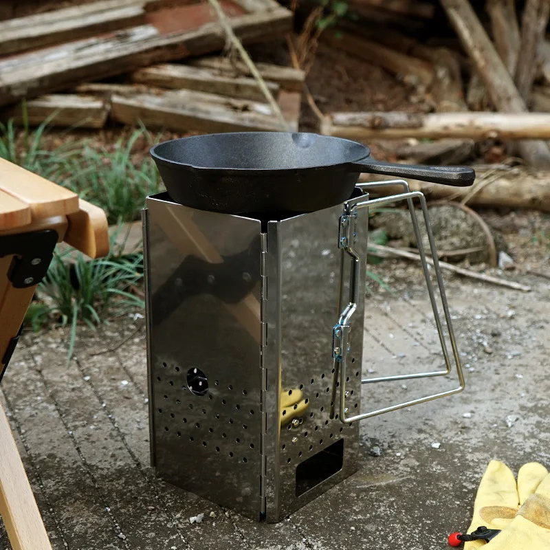 

Portable Stove Camping Folding Charcoal Starter Grill For Bbq Picnic Tourism Outdoor Kitchen Heater Wood And Carbon Barbecues