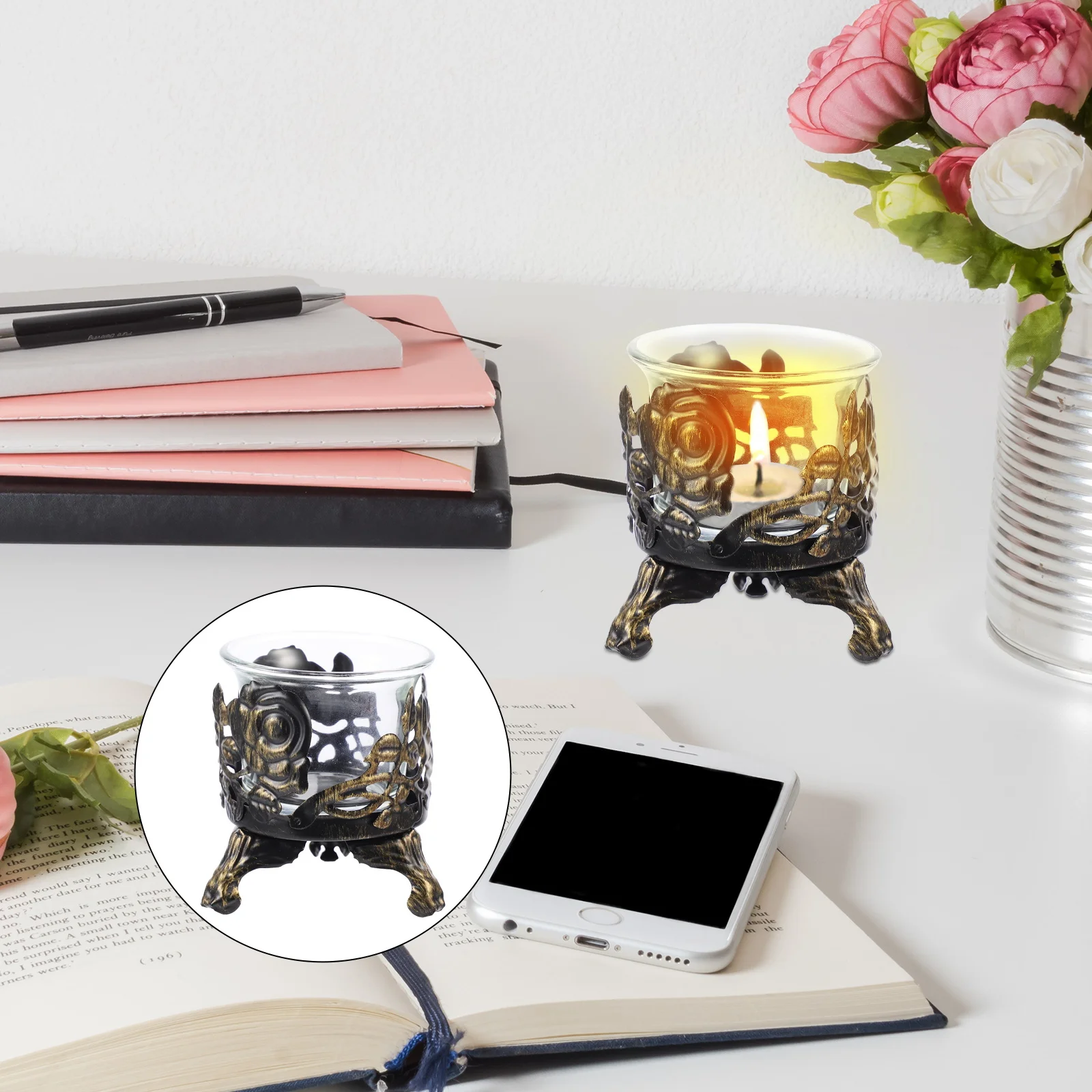 

1Set Vintage Scented Holder Exquisite Craft Unique Home Decor Practical Use Gift Friends Family