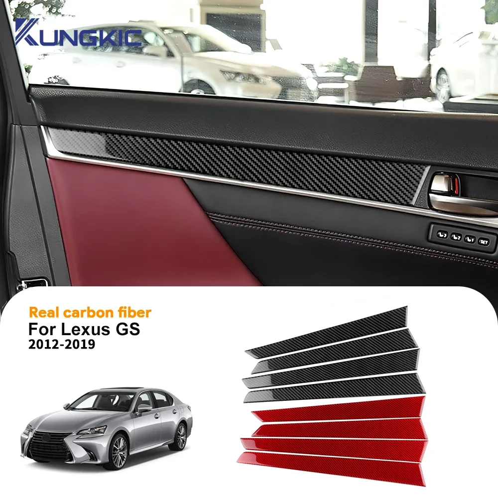 For Lexus GS GS250 GS350 GS200t GS450h L10 2012 2013 2014 2015 2016 to 2019 Real Soft Carbon Fiber Car Door Protection Panel view 2
