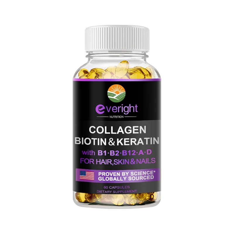 Biotin Hyaluronic Acid, Collagen Keratin –Hair Growth Vitamin – Nails & Skin,  B1, B2, B6, B12 Complex Supplement for Men &Women