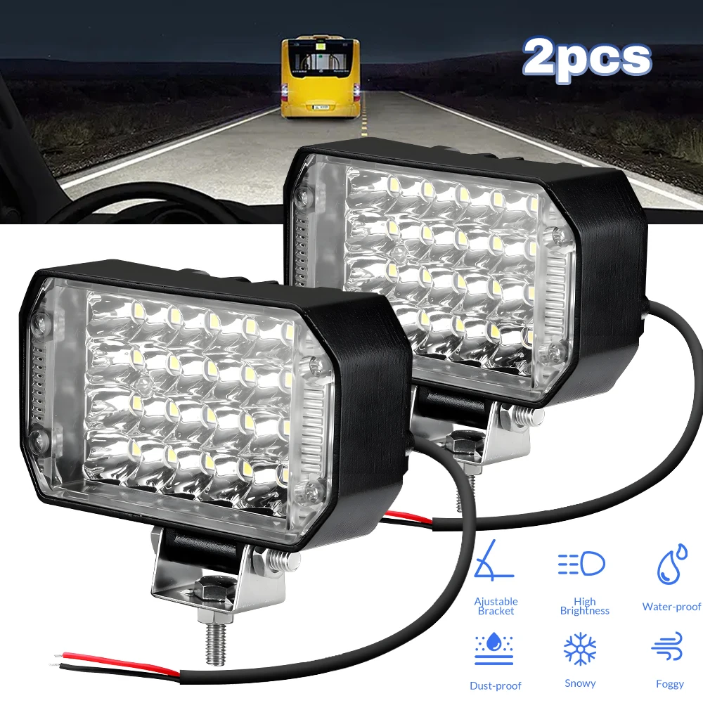 

2pcs 800W Car Headlight Bulbs 4inch LED Work Lights 6000K Bar Spot Pods Fog Lamp Offroad Driving Truck ATV
