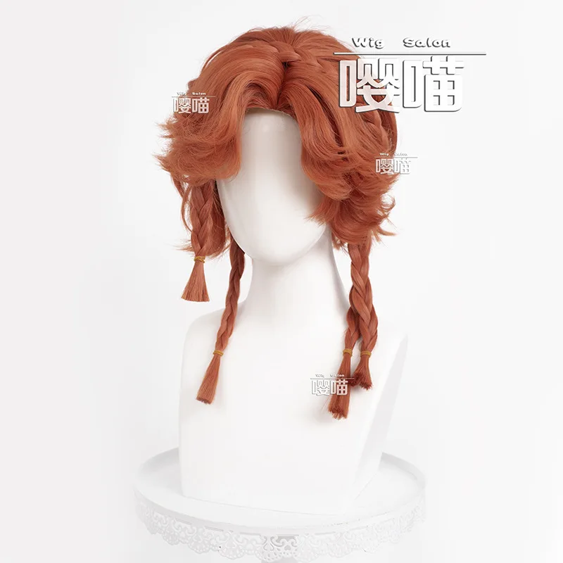 Game Identity V Archer Cosplay Wig Brynhildr Vilulf Brown Curly Hair Leather Eye Patch Halloween Carnival Party Prop