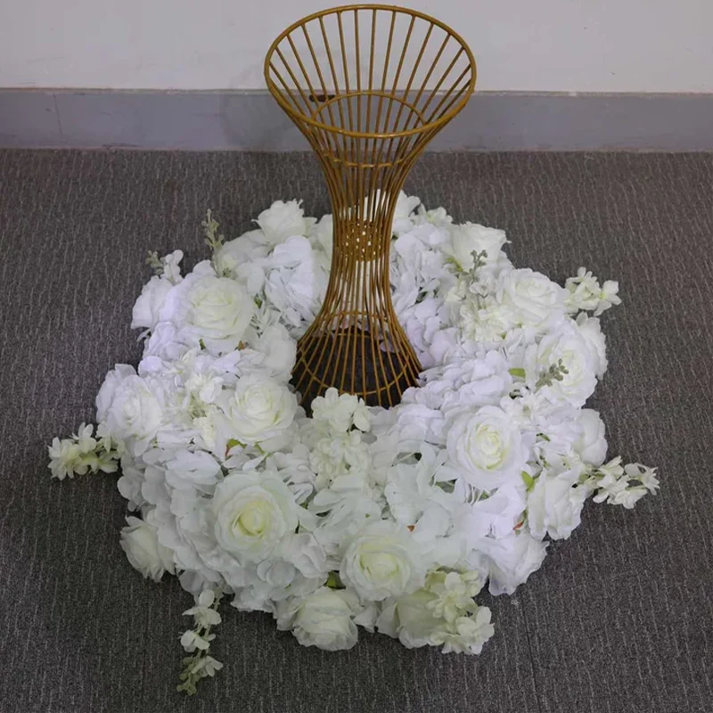 Burgunderrote Rose Künstliches Blumenarrangement Tischdekoration Kerzenhalter Kranz Rosa Rose Hortensie Party Hochzeit Dekorationszubehör – Detail 2