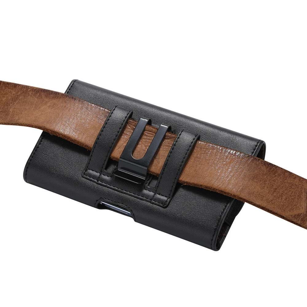 Etui kabura na telefon z klipsem do paska, skórzana saszetka biodrowa na iPhone 17 16 15 14 Pro Max Samsung S24 S23 Huawei Xiaomi — zdjęcie produktu 5