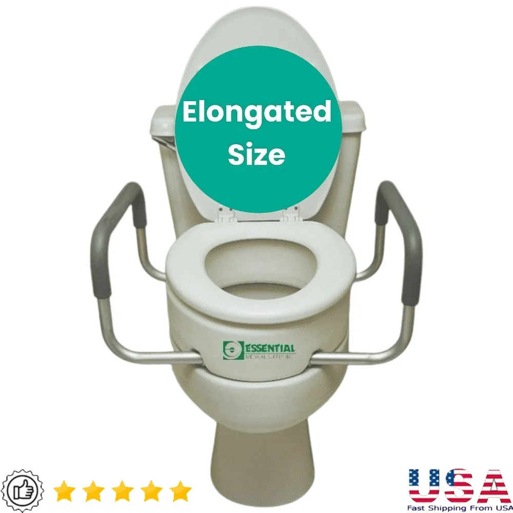 

Приподнятая подставка для сиденья унитаза с мягкими алюминиевыми рычагами Удлиненные унитазы Простая установка Нескользящая поддержка для пожилых людей и инвалидов