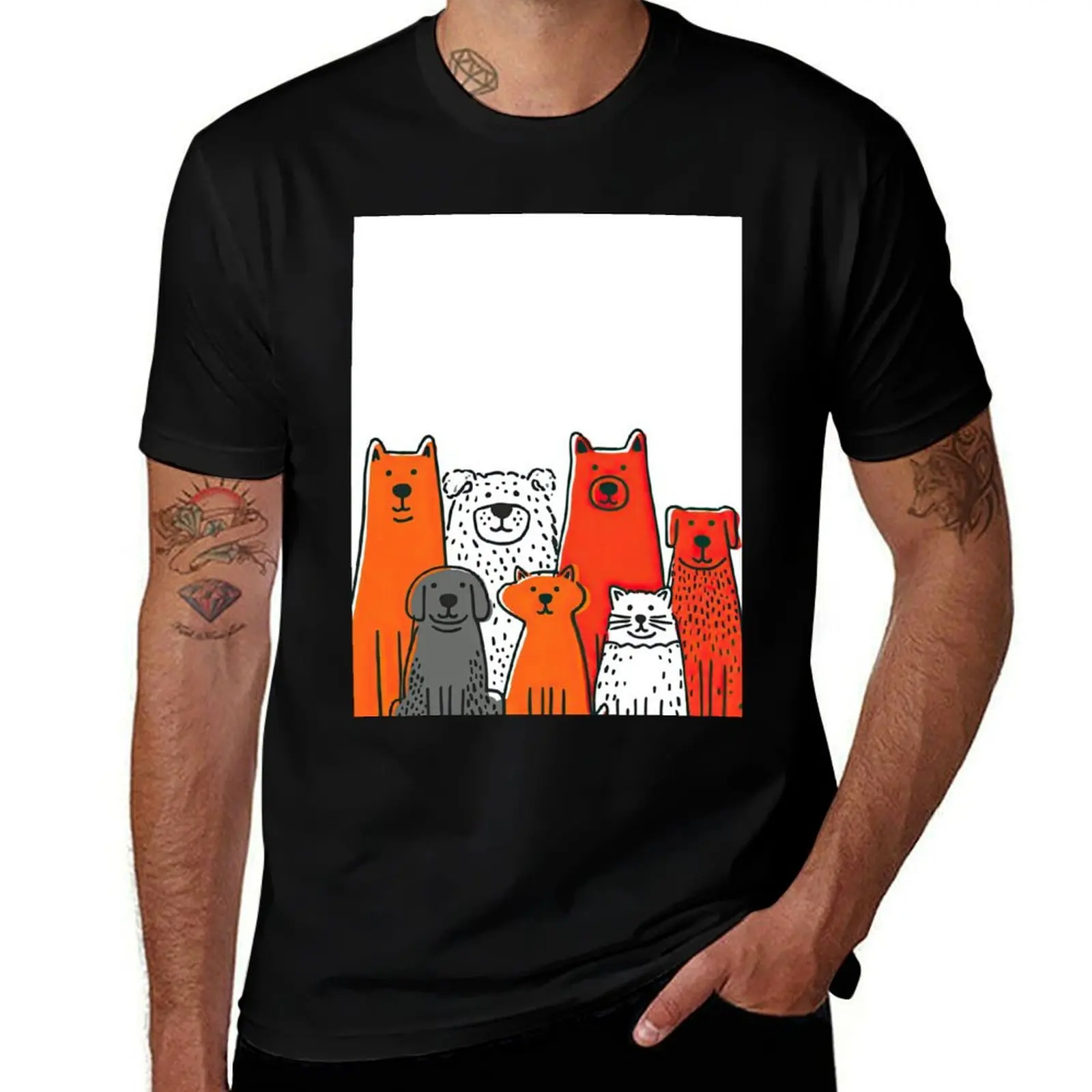 

Cartoon-Style Line Drawing Of Diverse Dogs T-Shirt cute clothes oversized topping men t shirts high quality