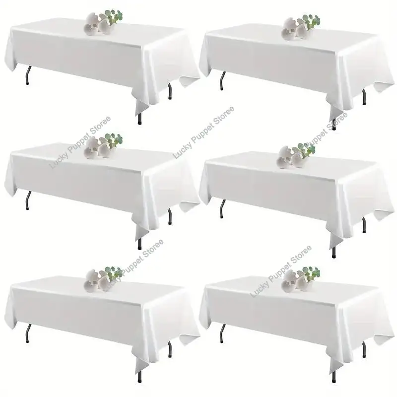NONE Nappe rectangulaire blanche, 2 pièces, résistante aux taches et aux rides, lavable, en Polyester, pour décoration de Table à manger