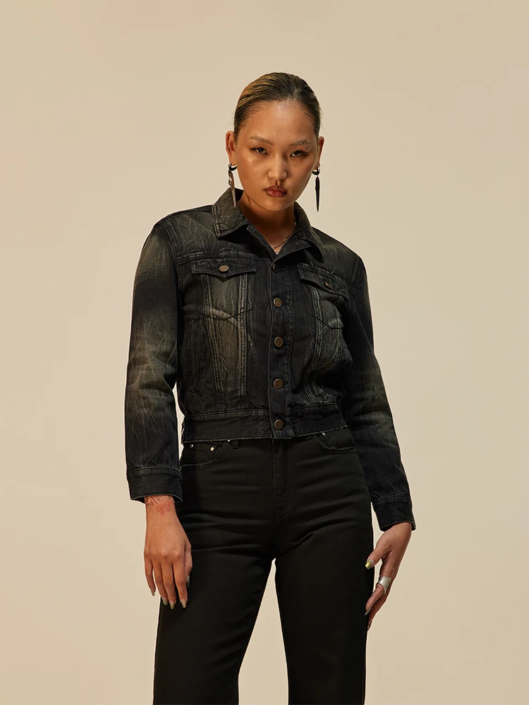 

Джинсовая куртка Waed Bla ey ort Narrow Denim Jaet, ручная работа, винтажный стиль, смесь хлопка, декорированная пуговицами, для повседневной носки.