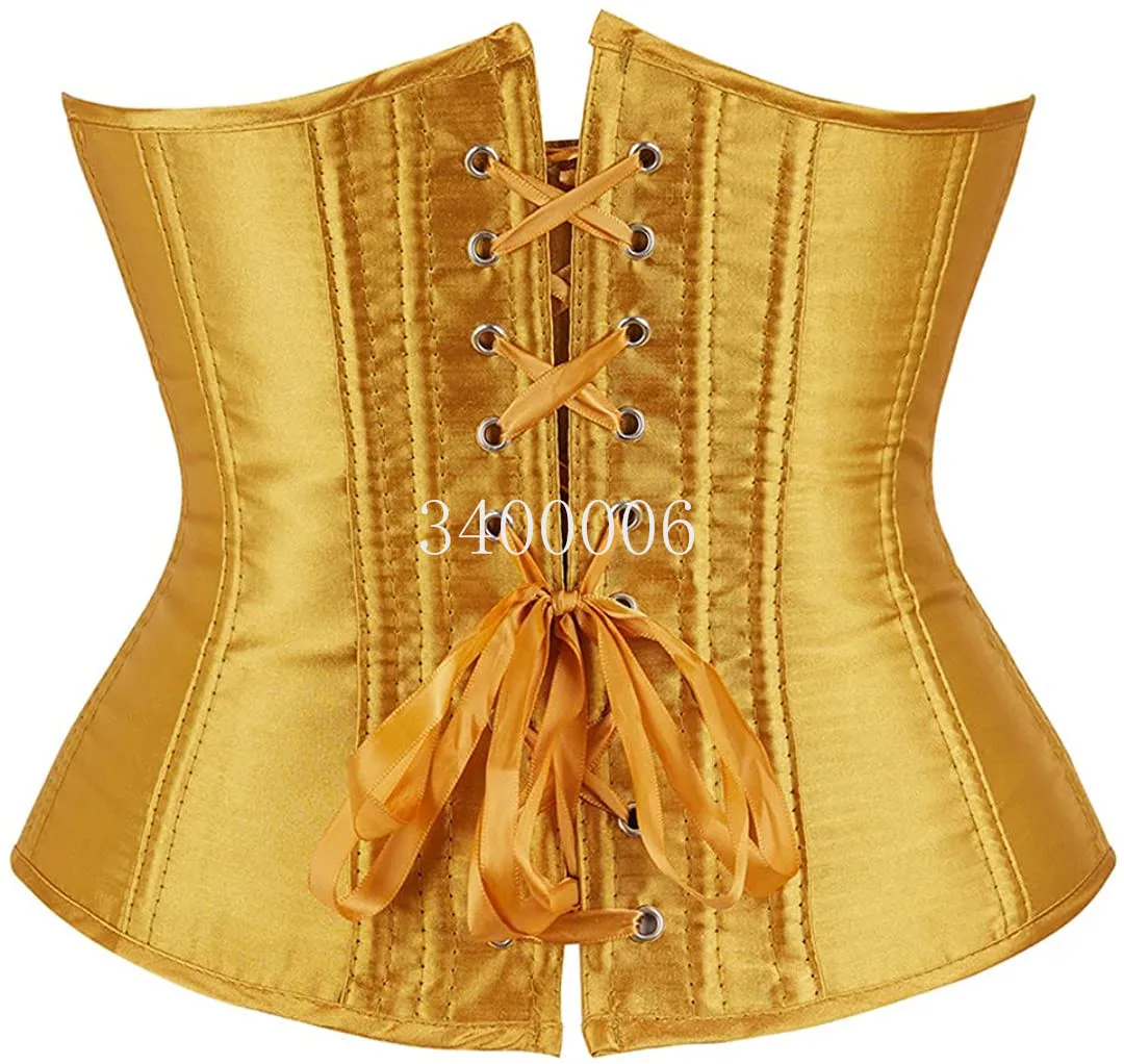 Caudatus Underbust Corset for Woman Top Waist Slimming Sexy Gothic Lingerie Under bust Satin Plus Size Cheap Red Blue Yellow