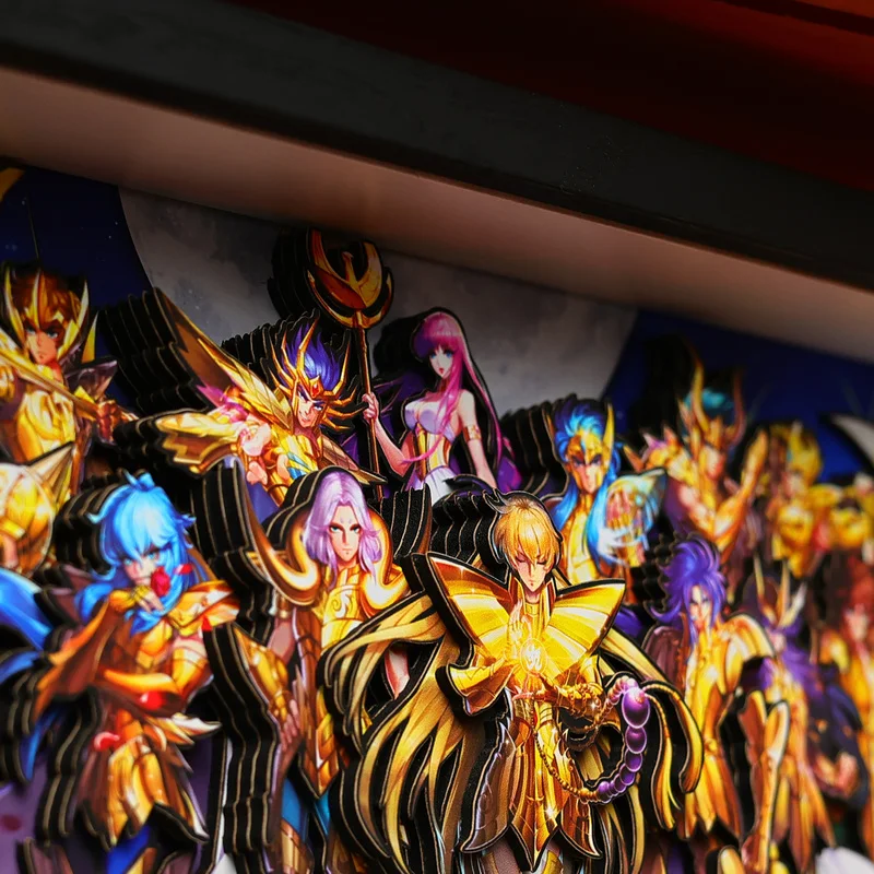 Retrato da família de saint seiya, pintura estereoscópica 3d, acessórios de anime, modelo artesanal, plataforma de jogo, artesanato, presente de aniversário
