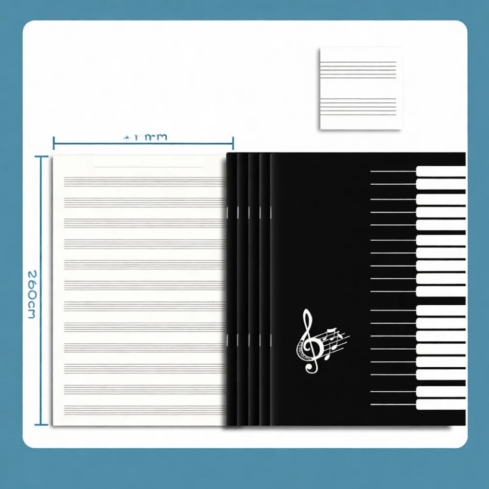 Essential Music Composition Pad 16K Staff Paper Notebook For Piano Guitar Learner Practice Writing Academic Record Book
