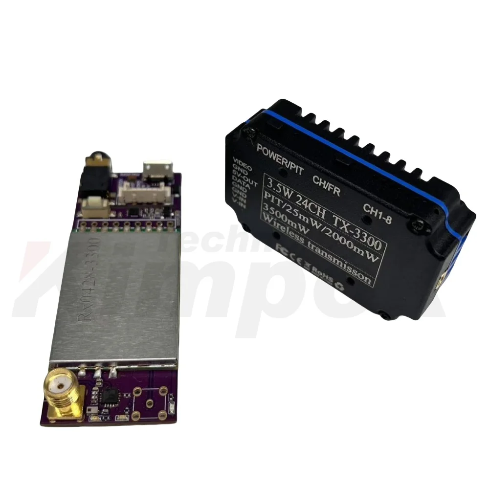 3.3G Drone Video Transmission 3.5W Transmitter 24-Channel Receiver 7-36V Wide Voltage Range Ultra-Lightweight Combination FPV