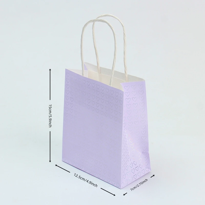 Kleine Lila Kraftpapiertüten mit Herzchen - Hochzeitsgeschenk, Valentinstag, Geburtstag, Jubiläum Geschenktüten – Detail 6
