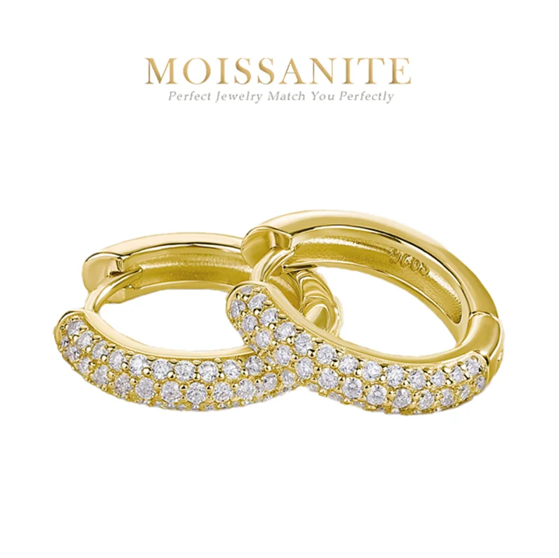 

0.54ctw Hypoallergenic Gold-Plated S925 Silver Moissanite Hoop Earrings - Luxury Sparkling Jewelry for Women with Sensitive Skin